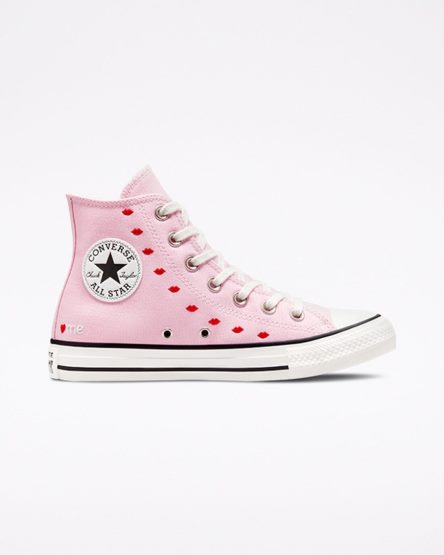 Women's Converse Chuck Taylor All Star Embroidered Lips High Top Shoes Pink / White | AU 93CE1P